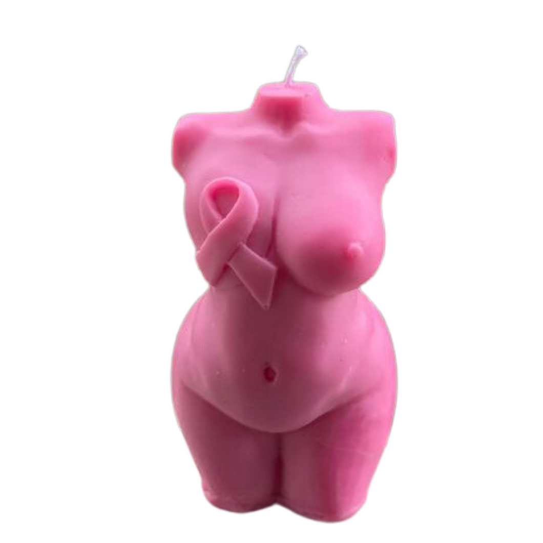 Breast Cancer Silhouette Candle